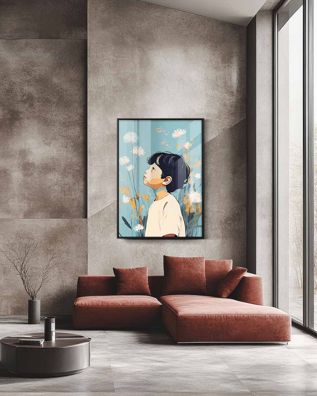Dromend Tussen Bloemen – staande wandkunst voor woonkamer of interieur
