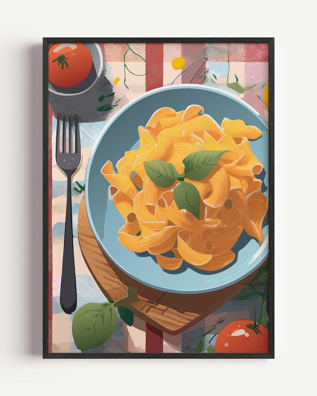 Vrolijke Italiaanse Pasta – keuken portret poster als wanddecoratie