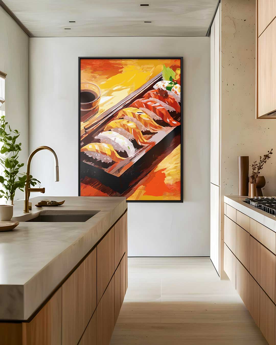 Kleurrijke Sushi Fantasie – staand kunstwerk voor modern interieur