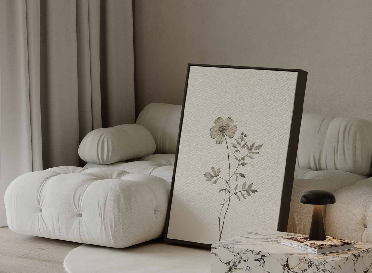 Delicate Bloemenstudie – staande wandkunst voor woonkamer of interieur