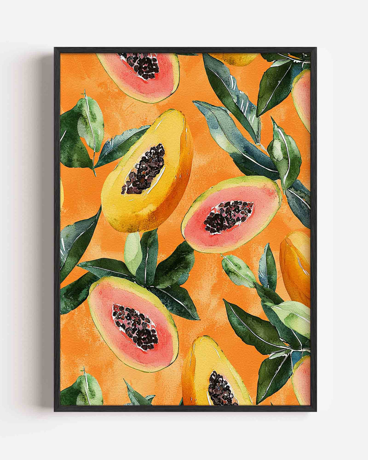 Papaja en bladeren – jungle portret poster als wanddecoratie