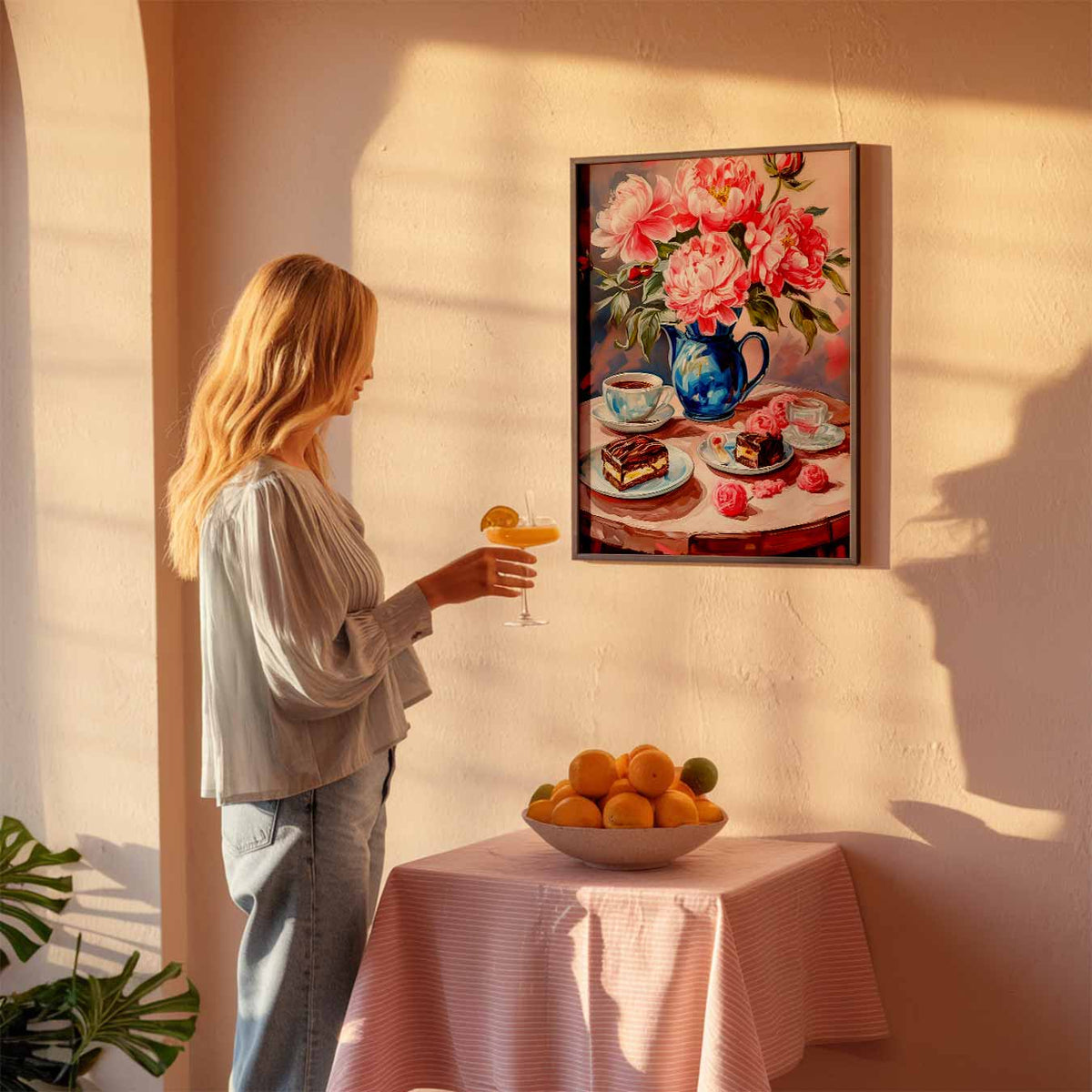 Romantische Bloemen en Dessert – keuken poster als sfeervolle staande wanddecoratie