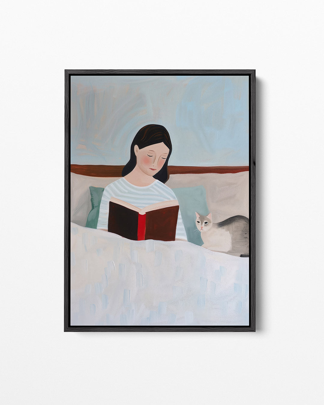 Lezende vrouw met kat – staand wanddecoratie kunstwerk
