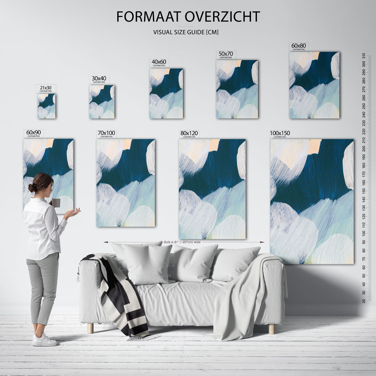Abstracte penseelstreken – staande muurposter met artistieke uitstraling