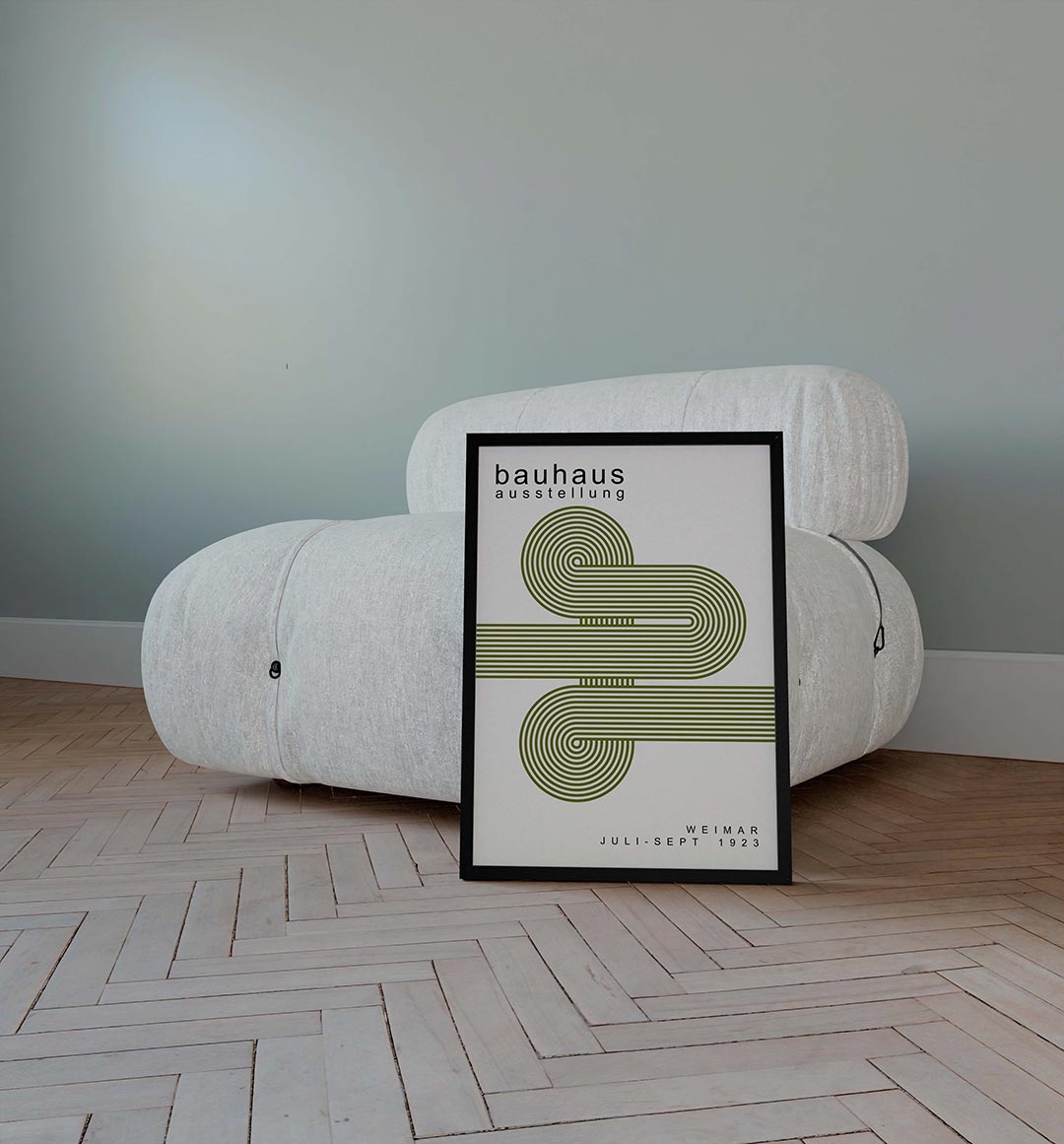Lijnenspel en cirkel – geometrische poster in Bauhaus-stijl van WallArtistic