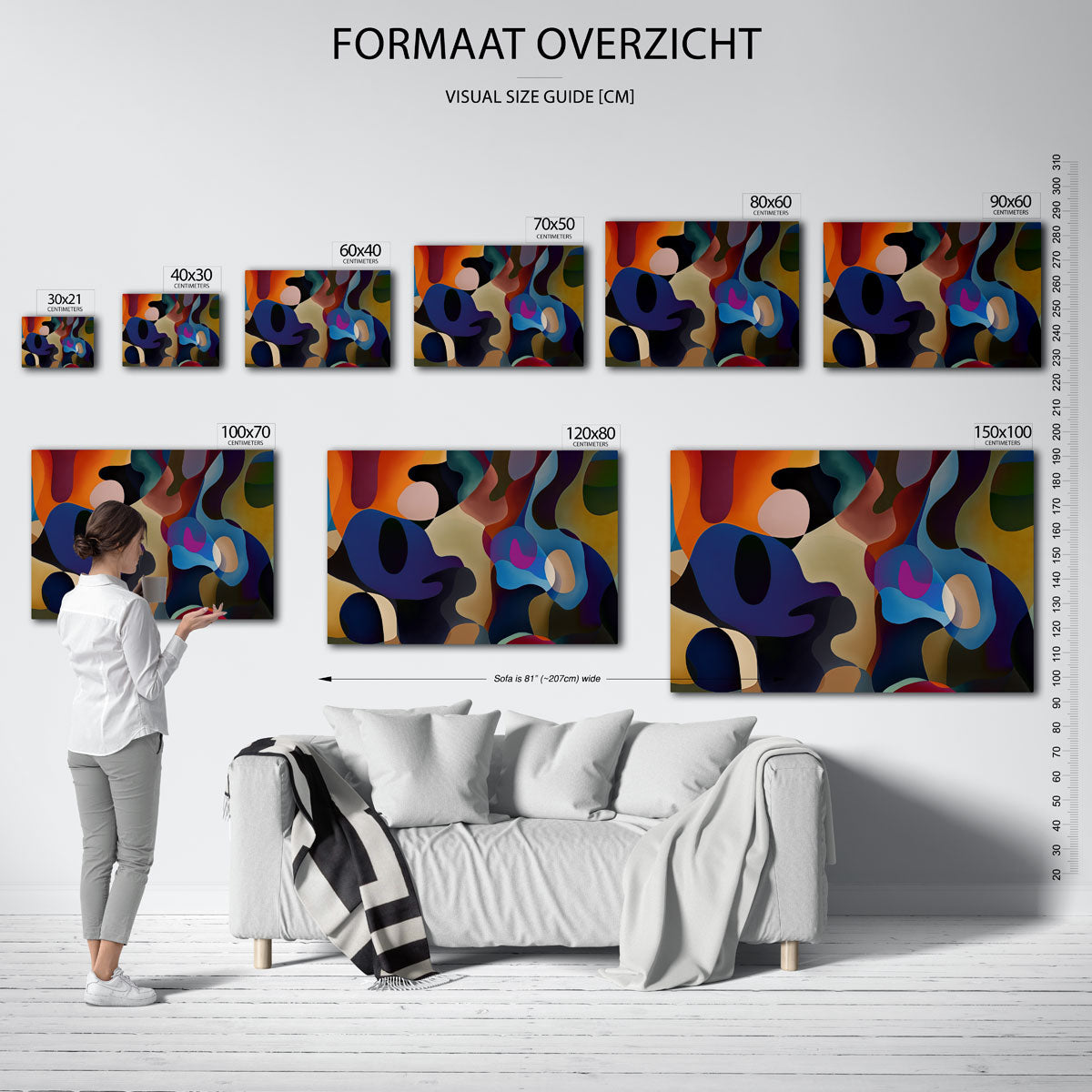 Vloeiende vormen – liggende muurposter met kleurrijke abstracte vormen