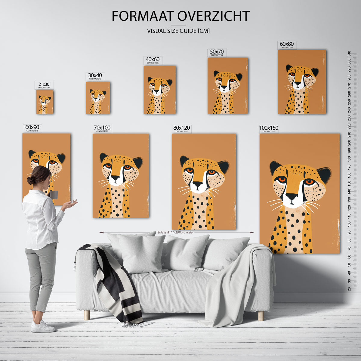 Luipaard met oranje ogen – staande muurposter voor de kinderkamer