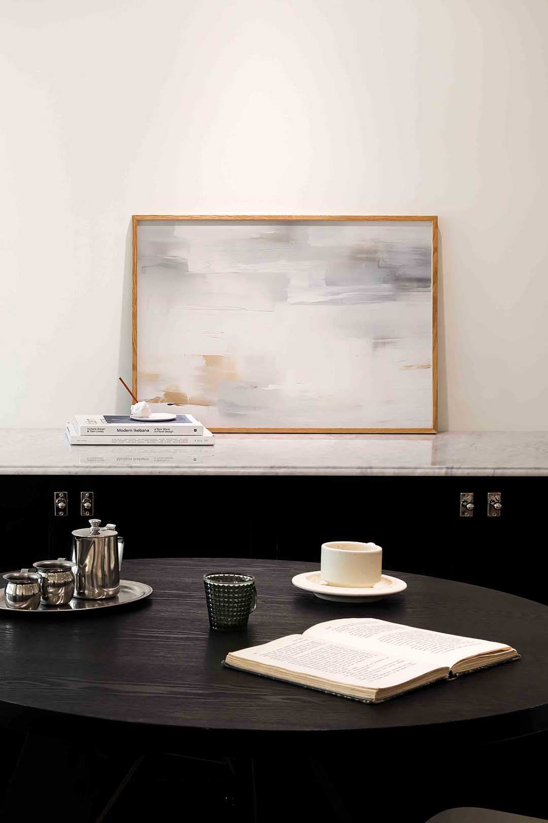 Abstracte beige en witte – abstracte poster in liggend formaat