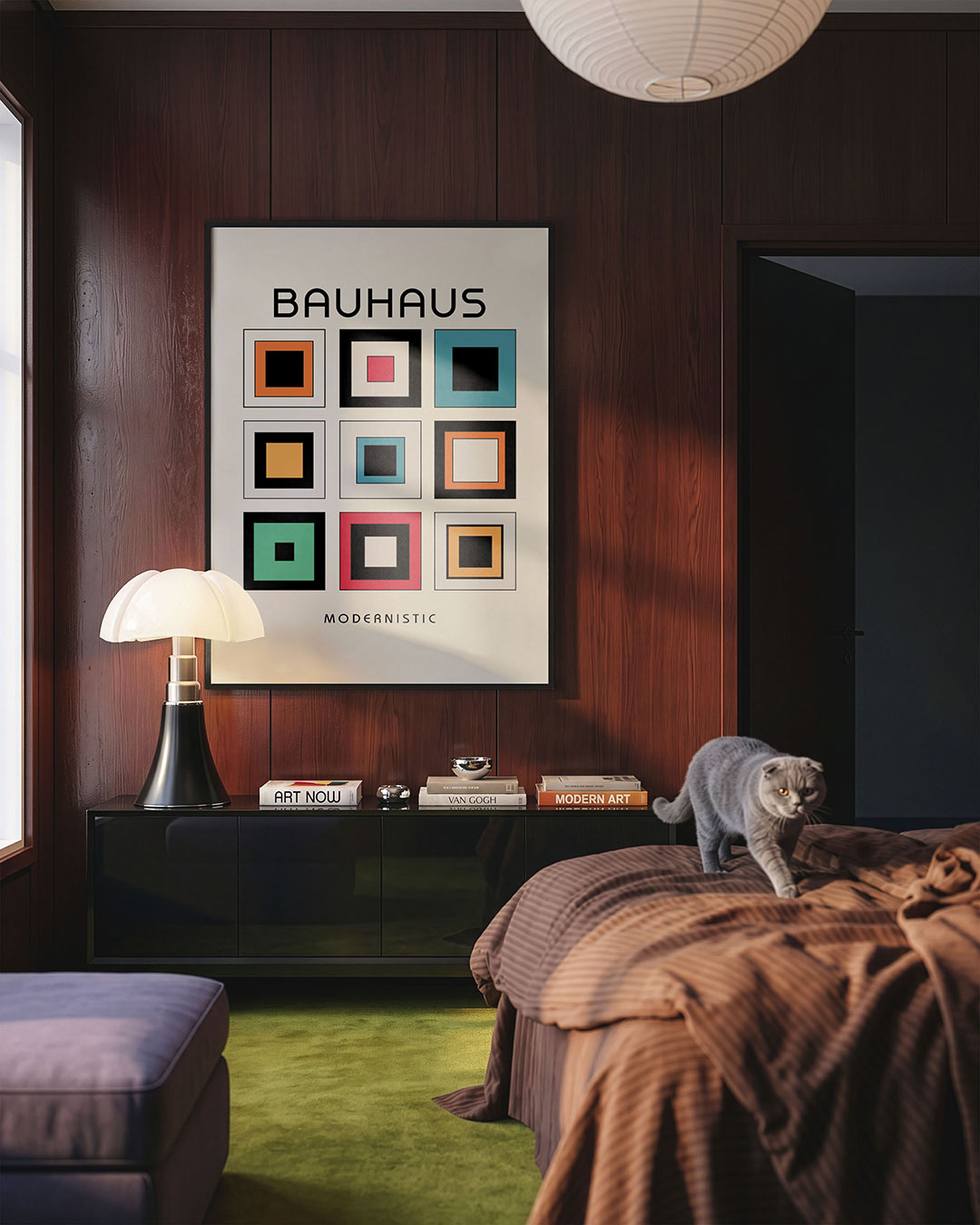 Vorm en kleurvlakken – geometrische Bauhaus poster in staand formaat