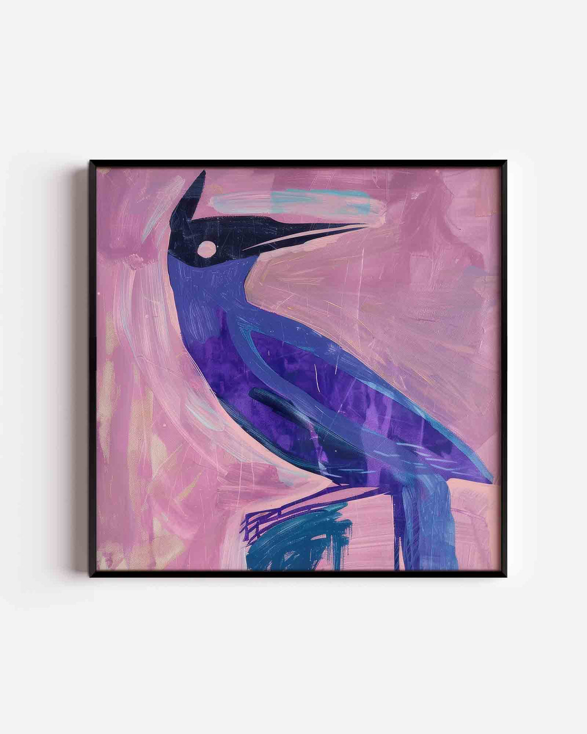 Vogel in paarse tinten – jungle vierkante poster als wanddecoratie