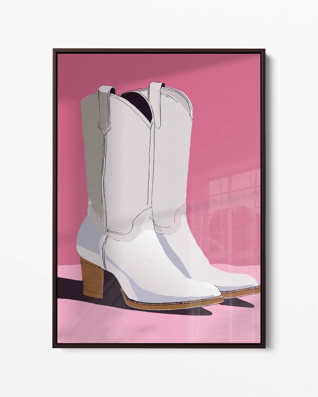 Cowboylaarzen op Roze – portret kunstwerk als wanddecoratie