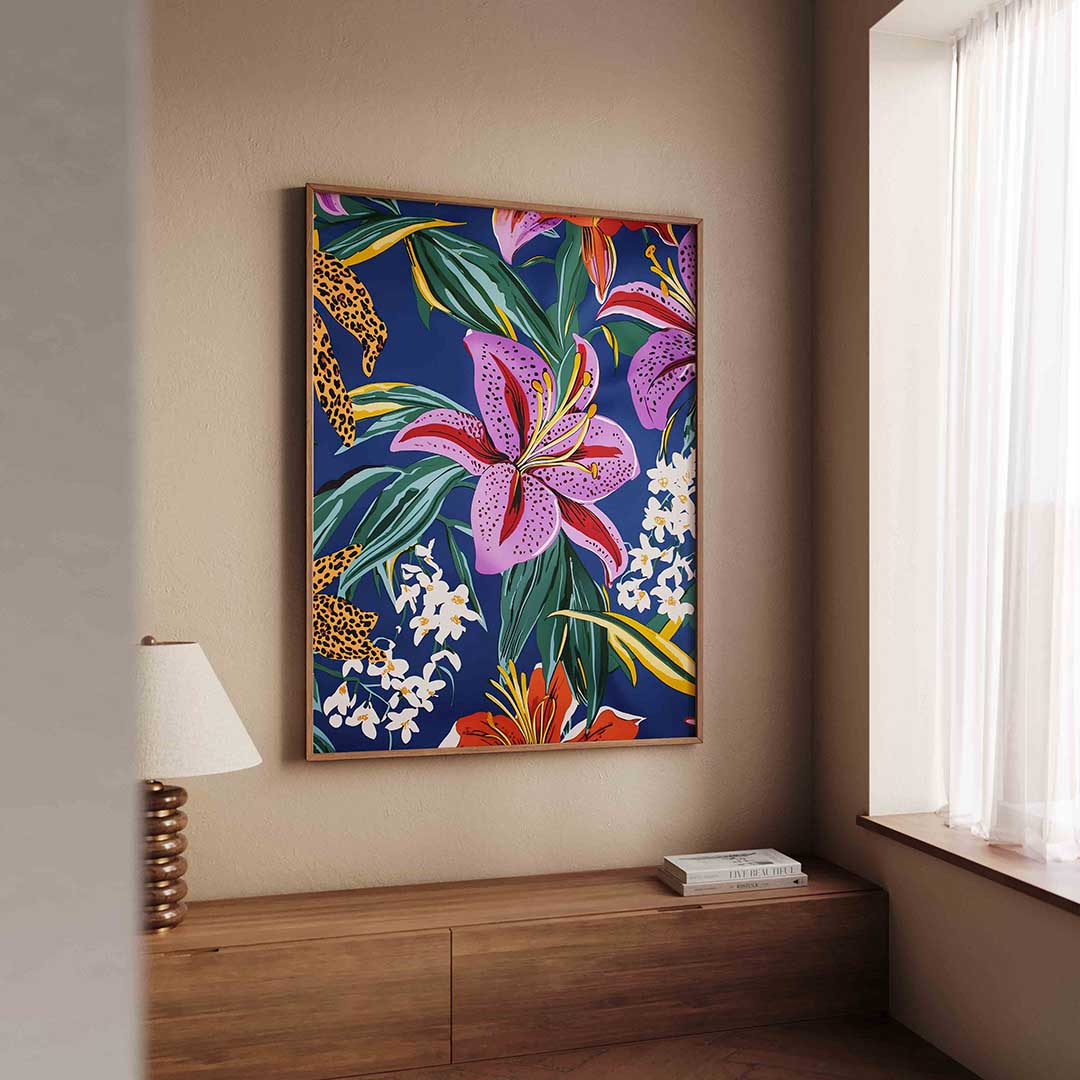 Bloemen en bladeren – tropische wandkunst als portret poster