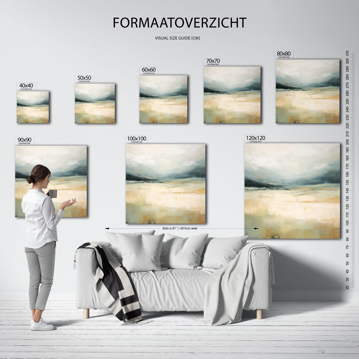 Landschap in zachte tinten – vierkante muurposter met abstracte vormen