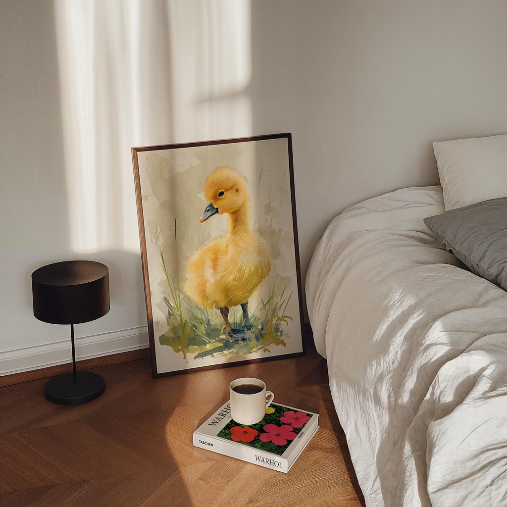 Schattige Eendekuiken Illustratie – staande kinderkamer wanddecoratie van WallArtistic