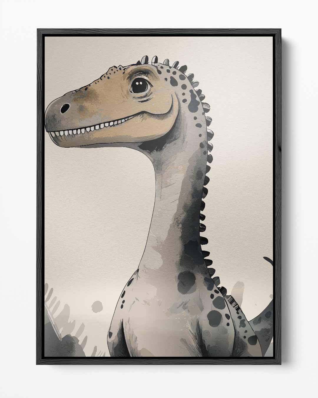 Vriendelijke Dino voor Kinderkamers – portret kunstwerk als wanddecoratie
