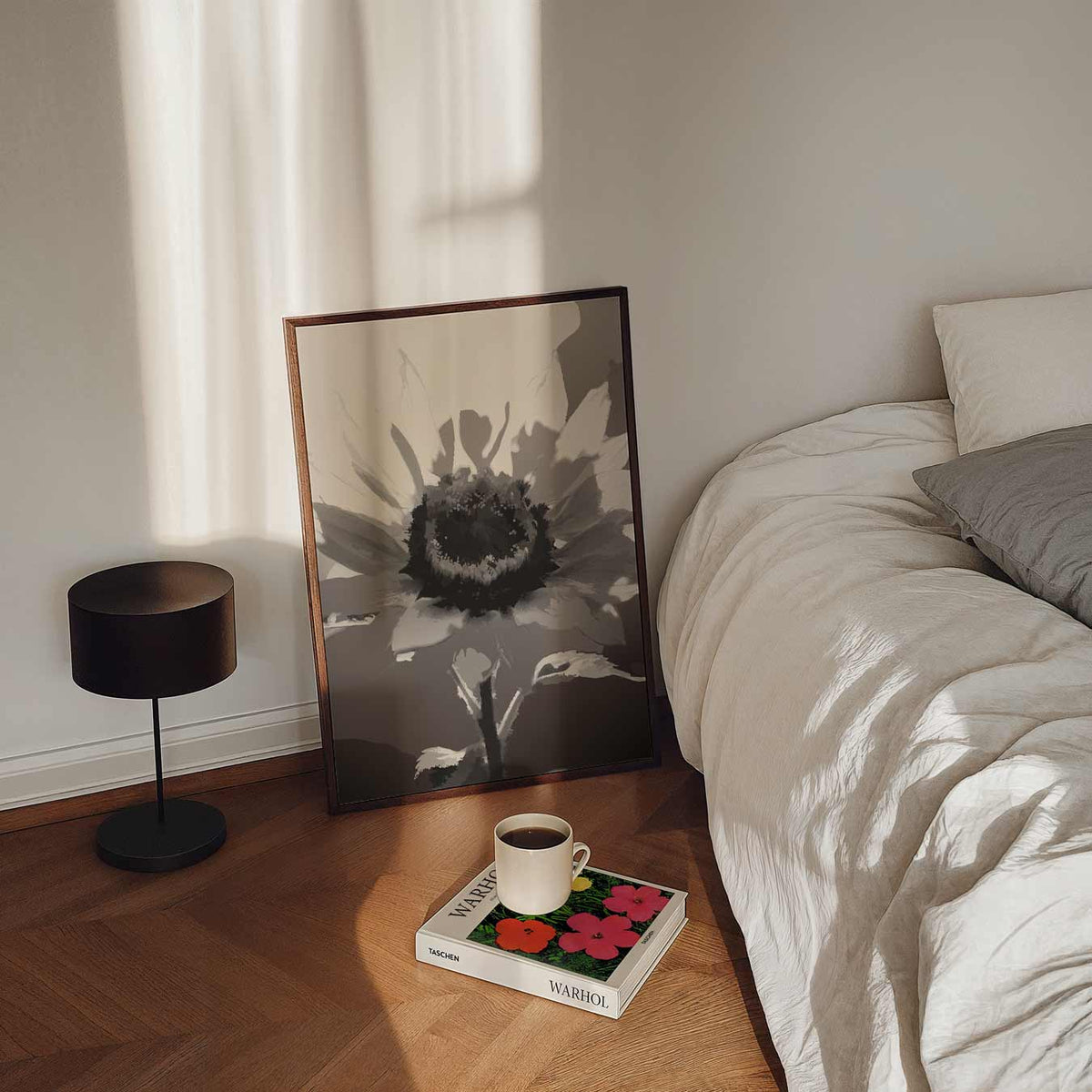 Stijlvolle Zonnebloem – staande bloemen wanddecoratie van WallArtistic