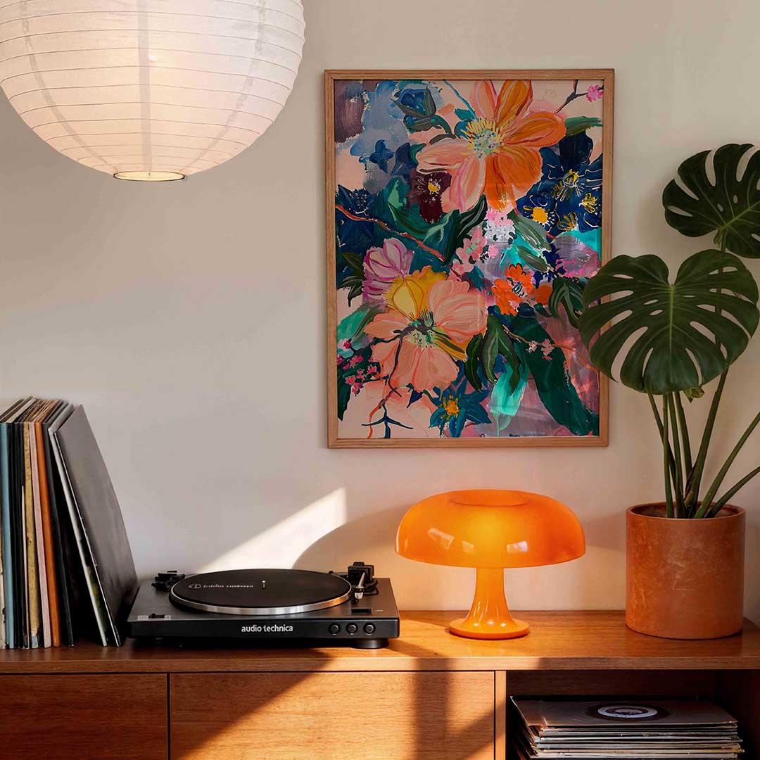 Bloemen en bladeren – staande kleurrijke wanddecoratie van WallArtistic