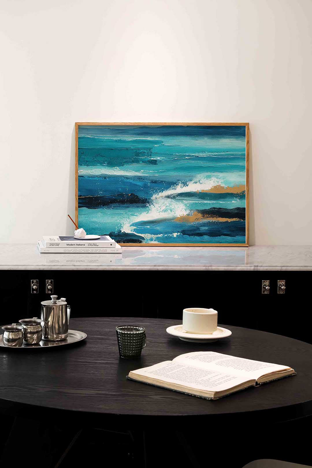Golven en schuim – abstracte poster in liggend formaat