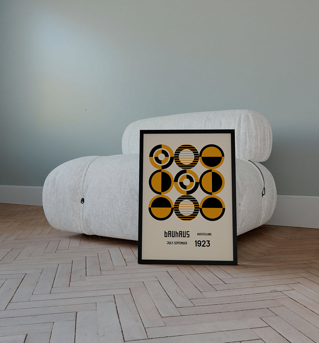 Cirkelritme en kleur – staande Bauhaus poster voor aan de muur