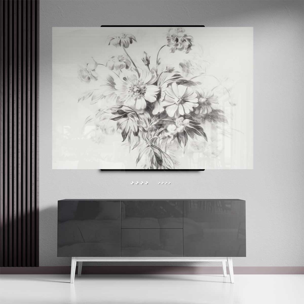 Bloemenpracht in Potlood – plexiglas kunstwerk als wanddecoratie