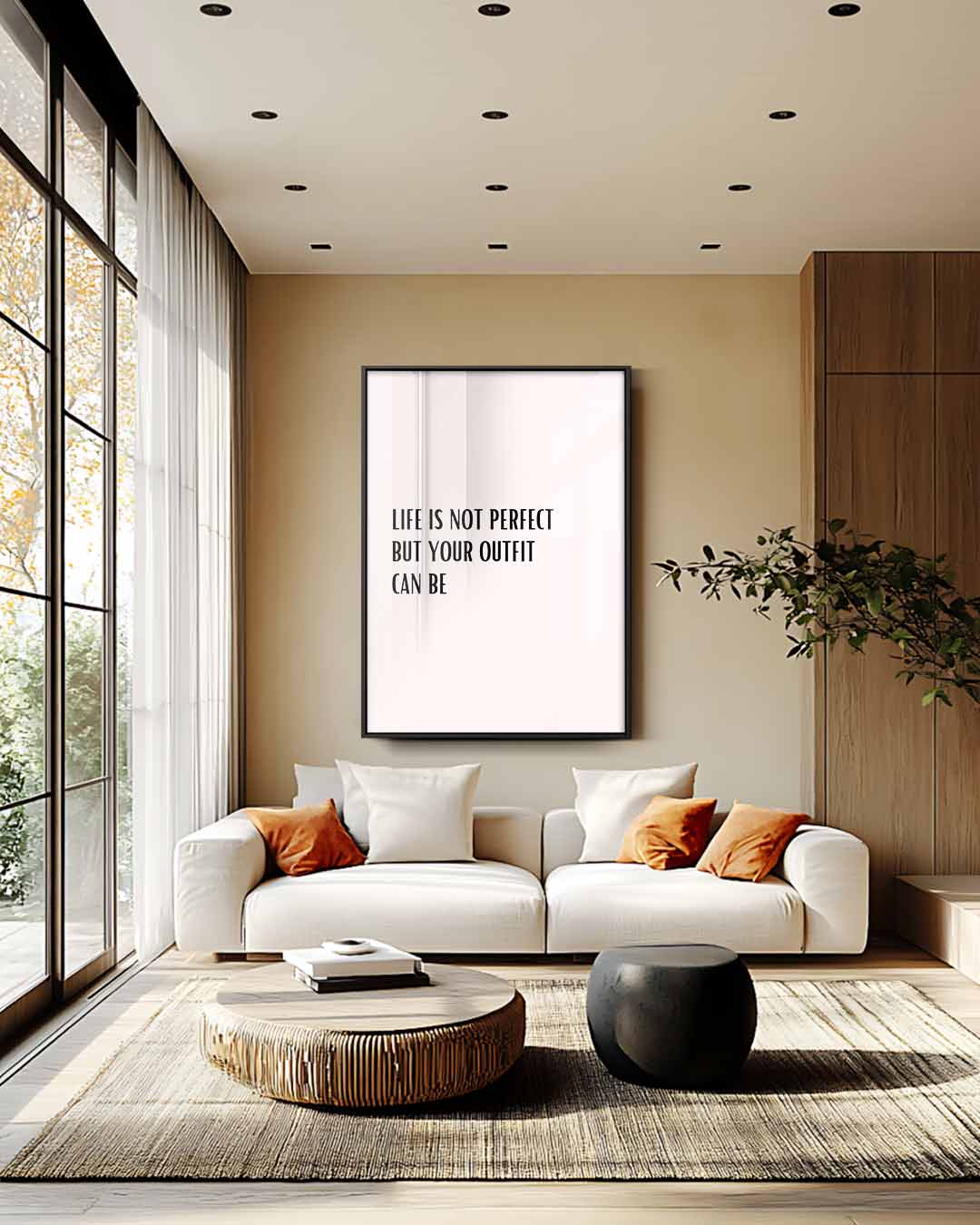 Inspirerende Outfit Quote – canvas wanddecoratie in portret formaat