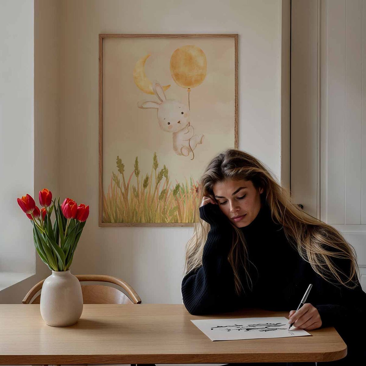 Dromerige Konijn Kinderkamer – staande muurposter voor de kinderkamer