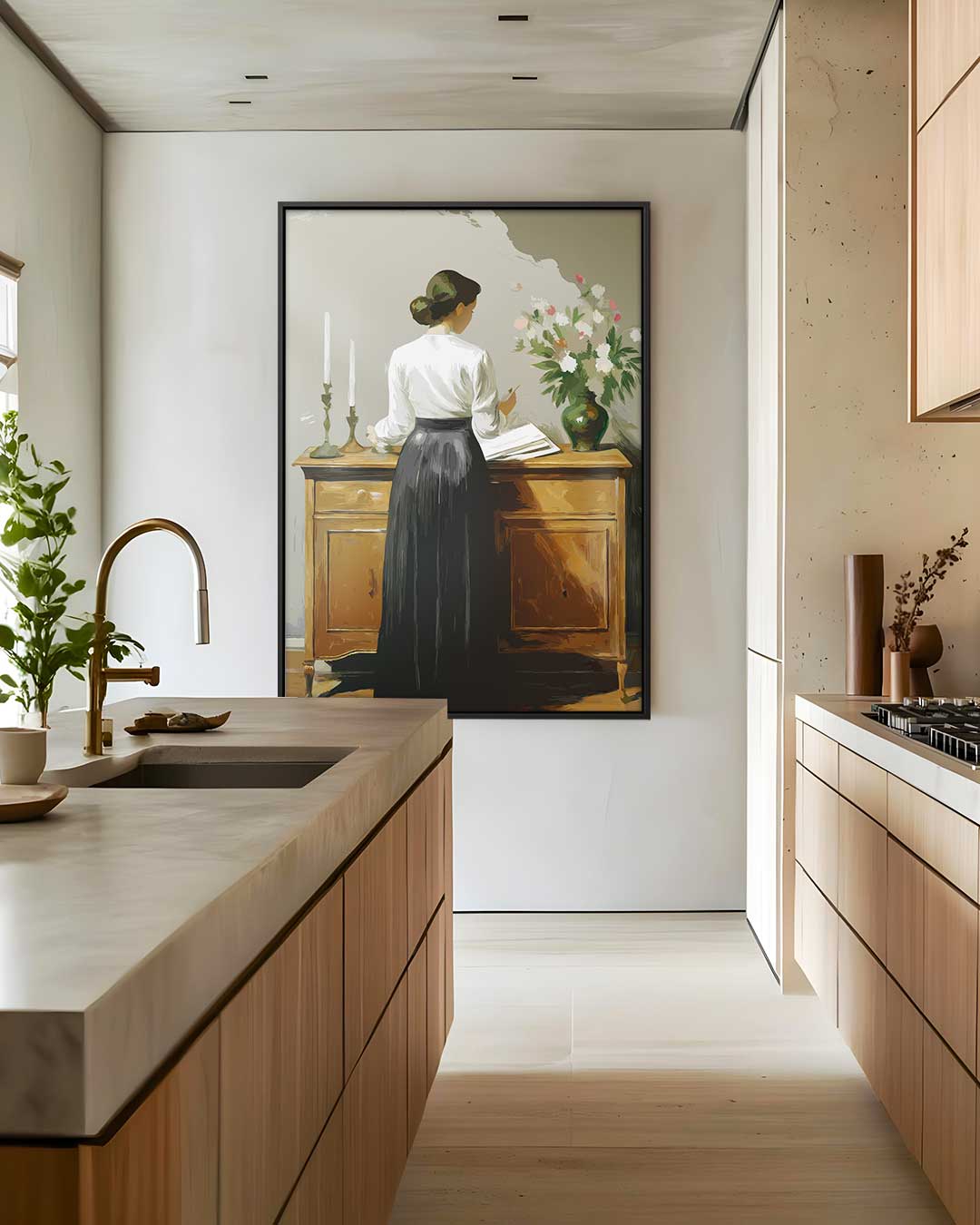 Geschetste Elegantie – kunstwerk met zwarte baklijst