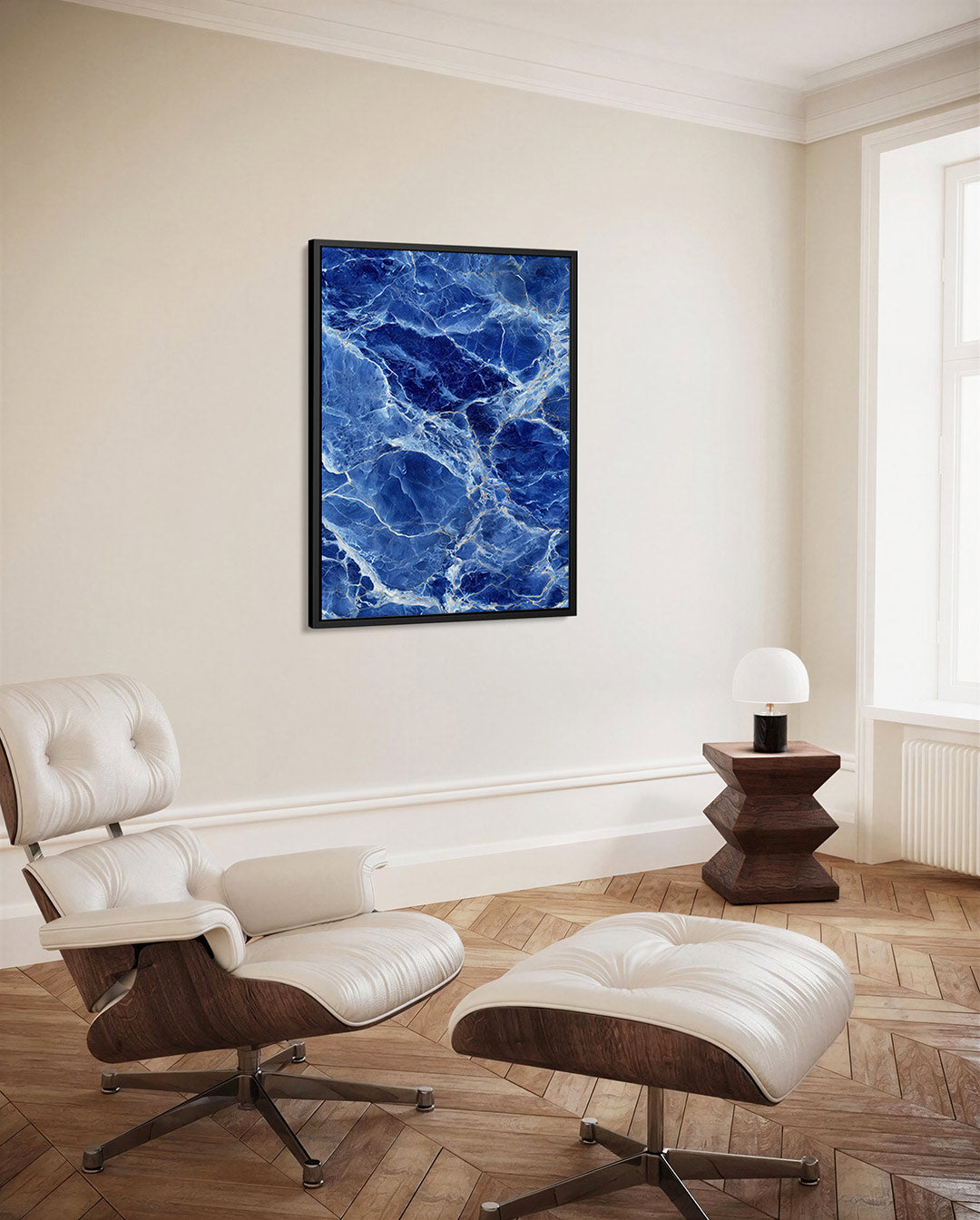 Marmer blauwe patronen – decoratief kunstwerk voor aan de muur