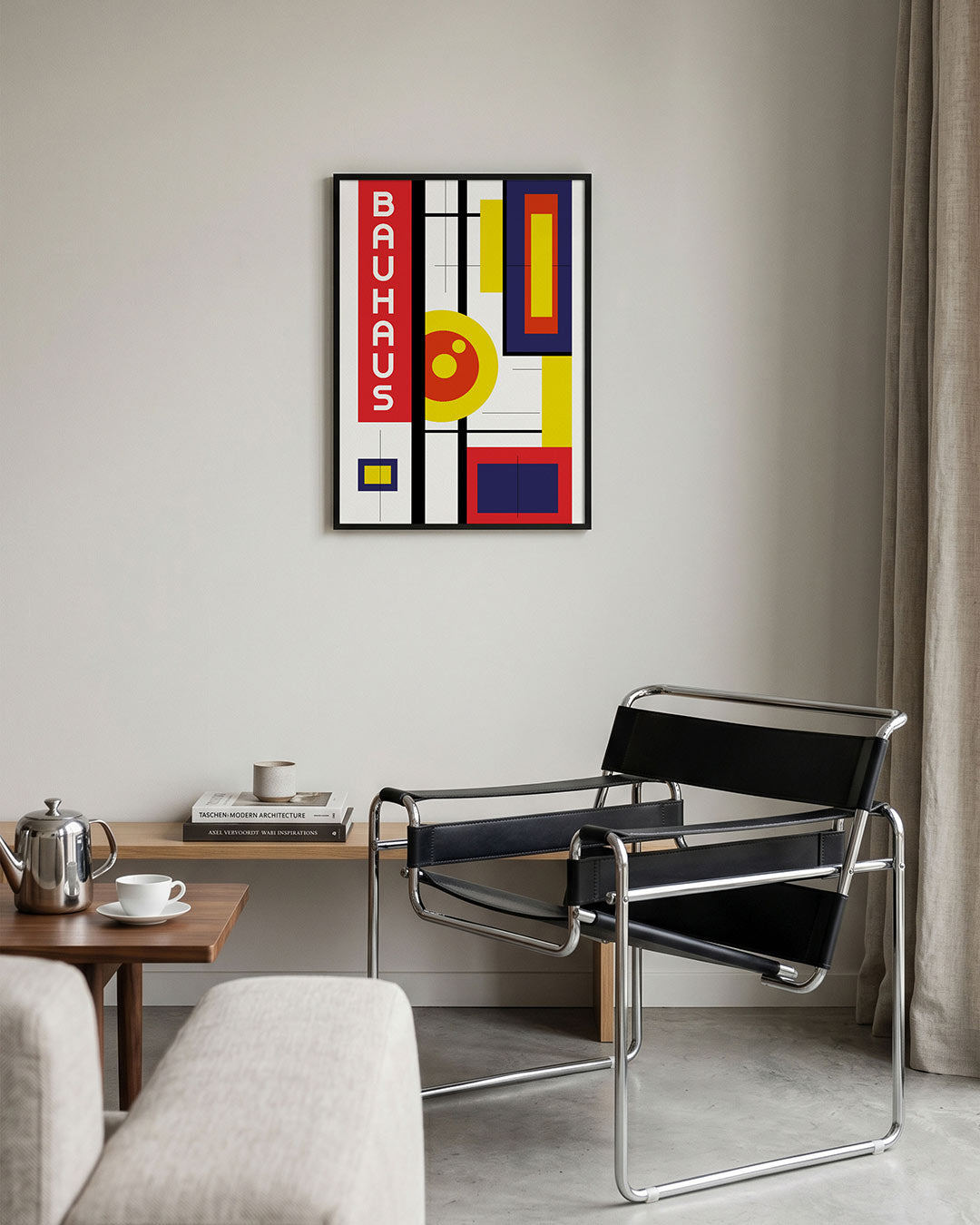 Vormen en vlakkenspel – geometrische Bauhaus poster in staand formaat