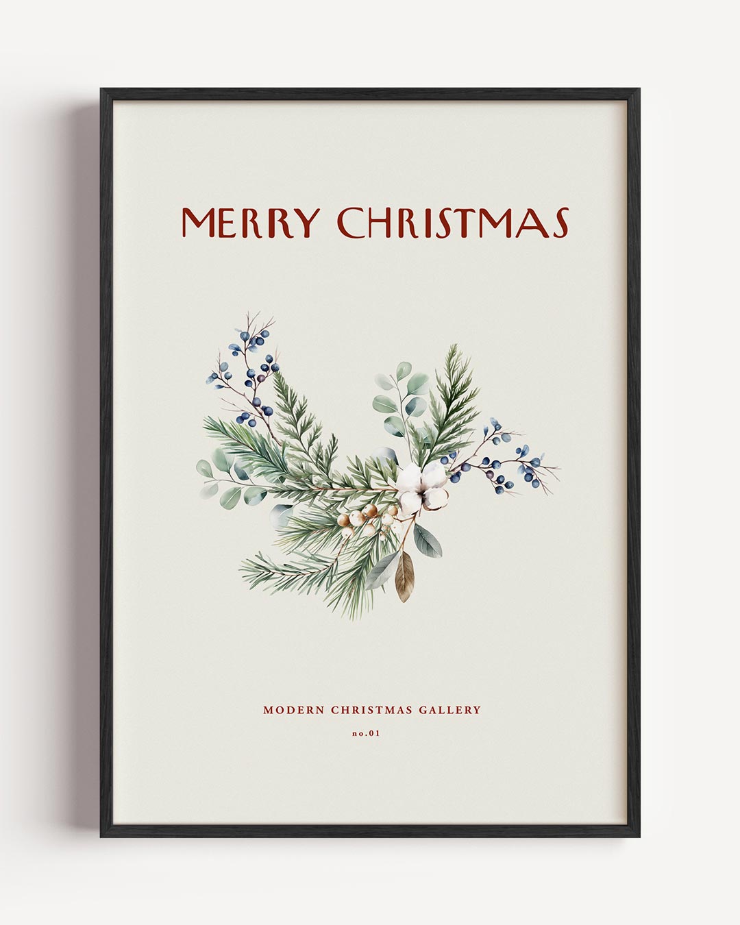 Merry Christmas Botanical Groen – kerst portret poster als wanddecoratie