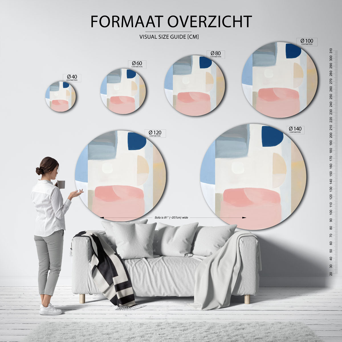 Abstracte vormen – kleurrijke wandkunst als muurcirkel