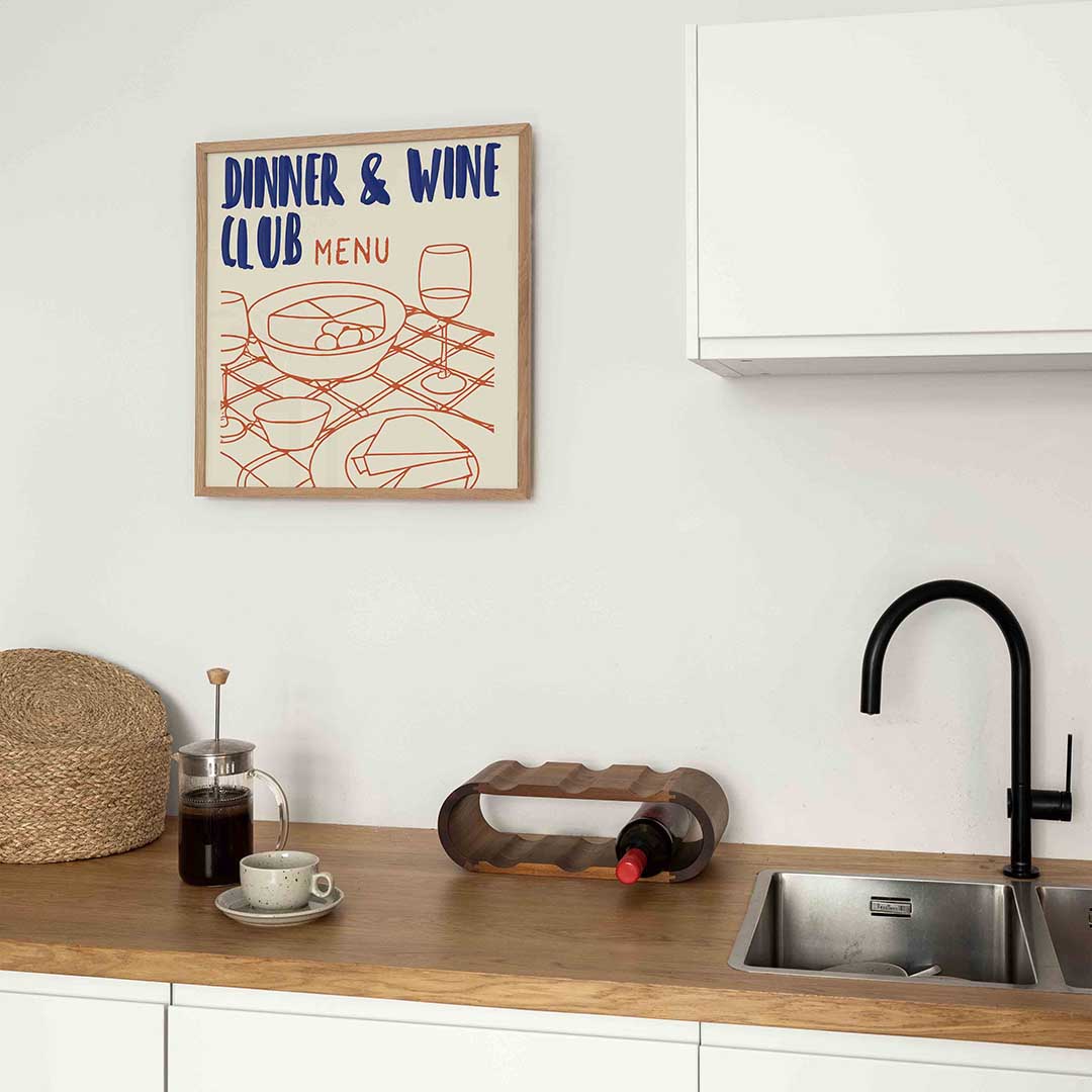 Dinner & wine club menu – keukenposter in vierkant formaat