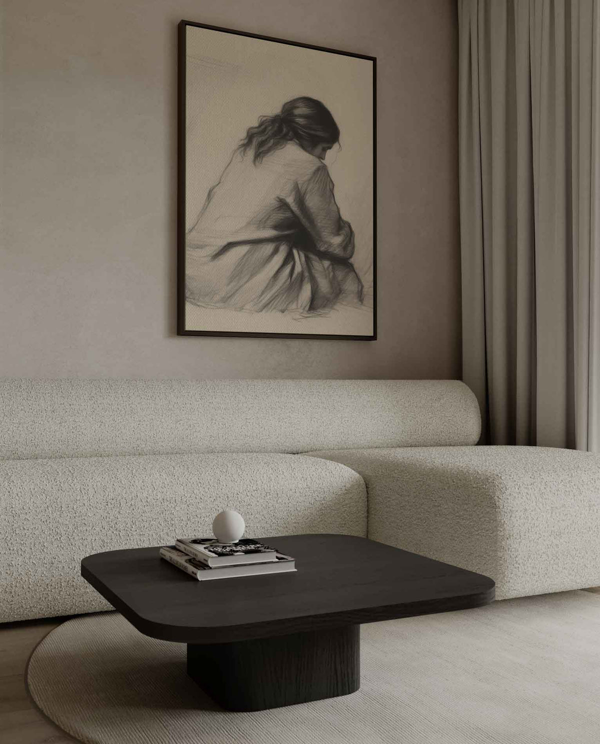 Intiem Moment in Potlood – dibond wanddecoratie in staand formaat
