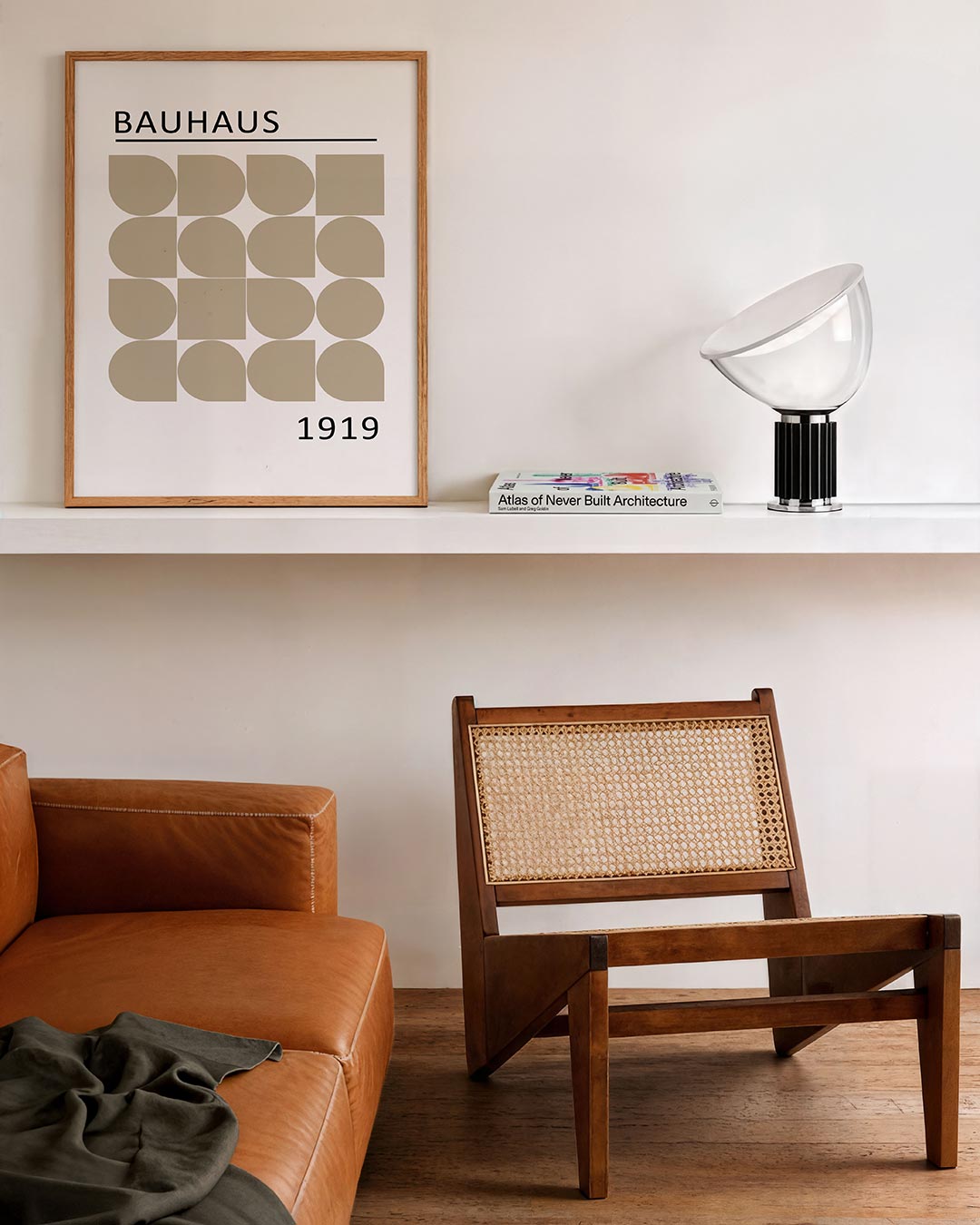 Vormritme en lijnen – staande Bauhaus poster voor aan de muur