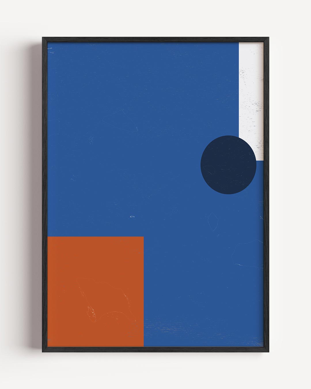 Moderne Abstracte Blauw-Oranje – kleurrijke abstracte portret poster als wanddecoratie