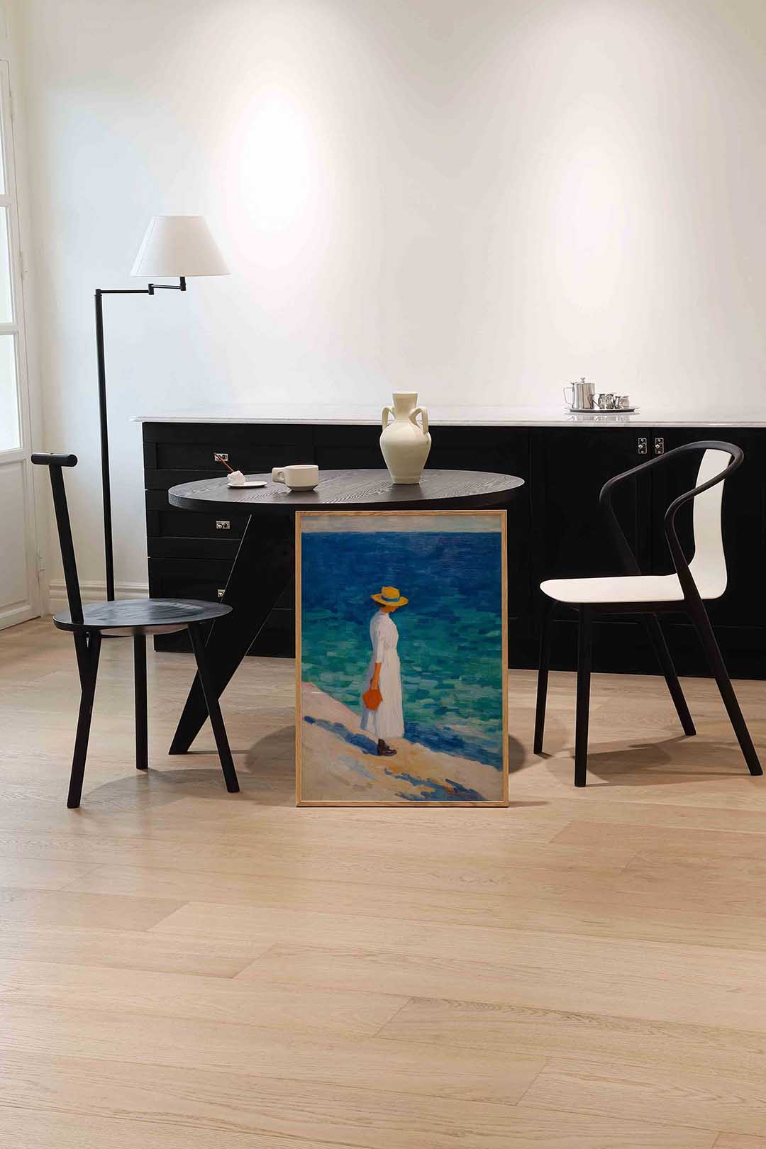 Vrouw bij zee – abstracte wandkunst als portret poster