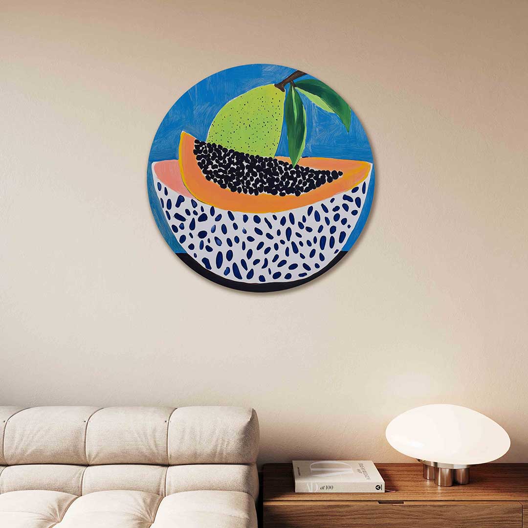 Fruit en patronen – moderne abstracte muurcirkel voor aan de muur