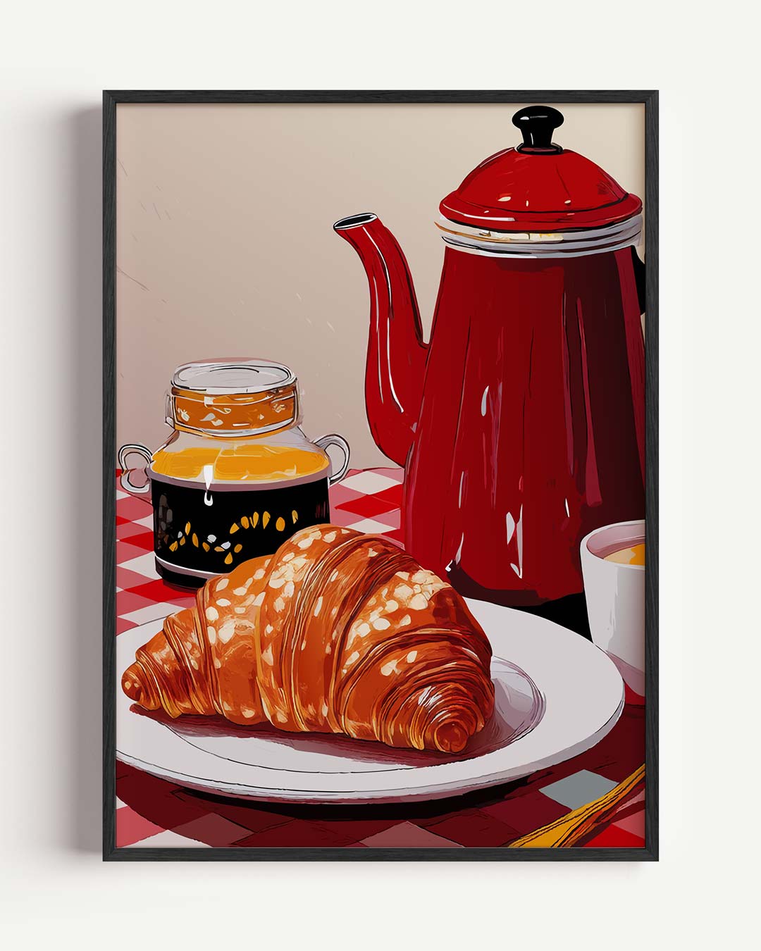Gezellige Franse Ontbijt – keuken portret poster als wanddecoratie