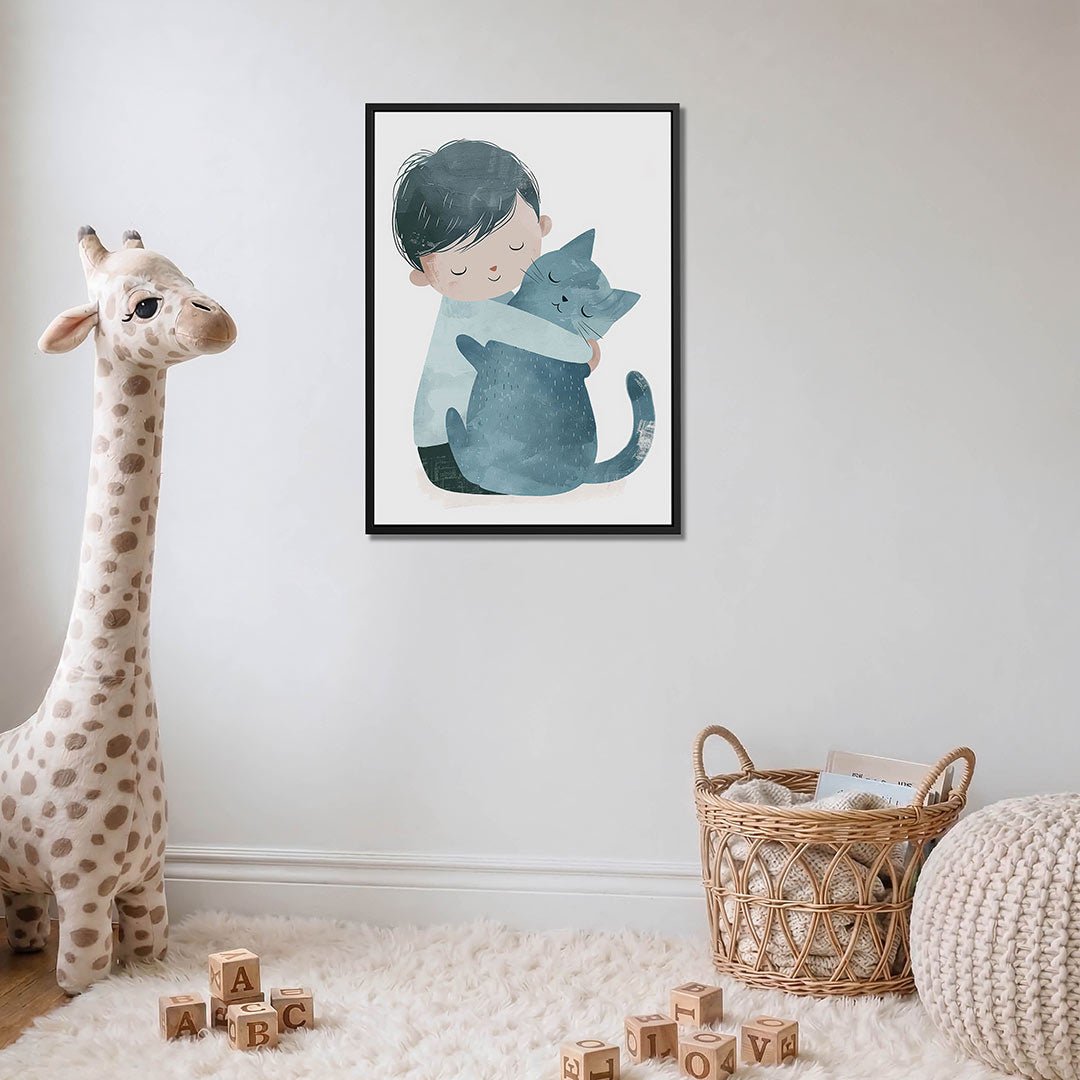 Knuffelende vrienden – moderne staande wandkunst