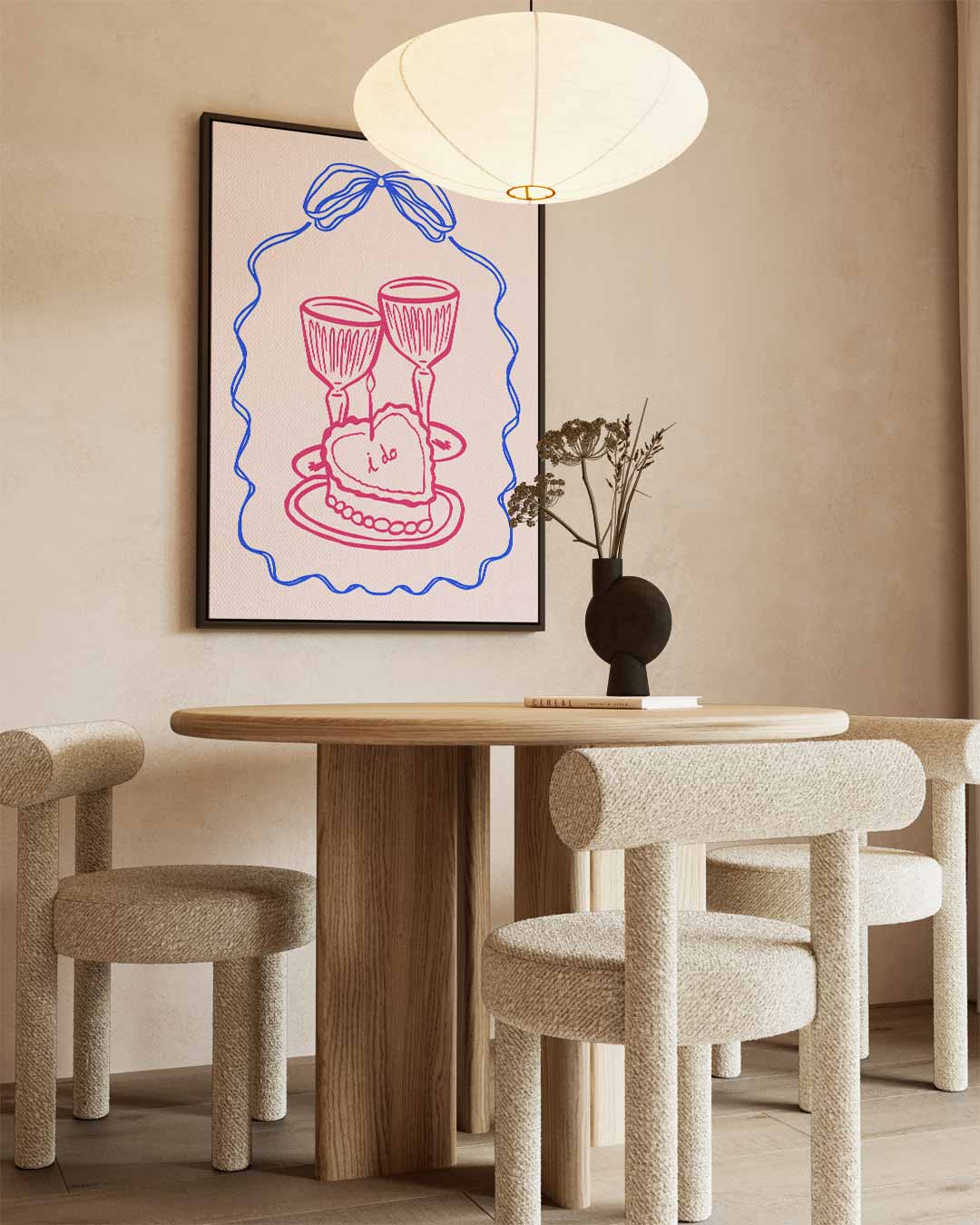 Romantische Toast Illustratie – canvas wanddecoratie in portret formaat