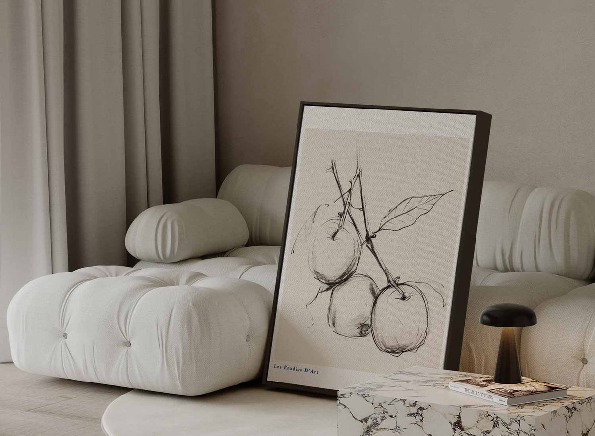 Simpele Schets van Appels – staande wandkunst voor woonkamer of interieur