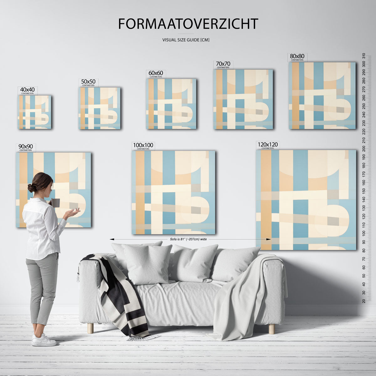 Geometrische vormen – vierkante muurposter met kleurrijke illustratie