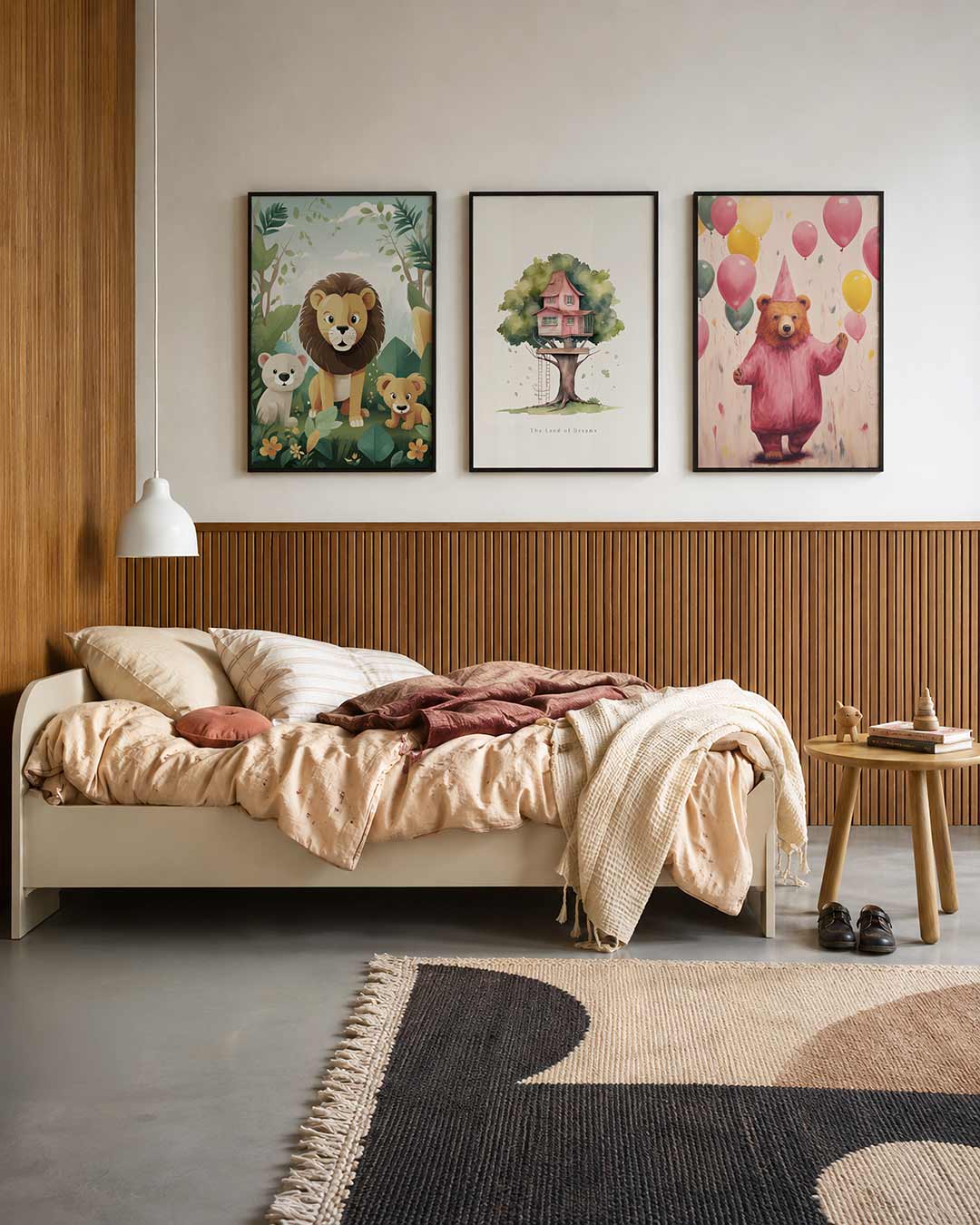 Jungle familie driedelige posterset – een vrolijke familie van dieren omringd door groene