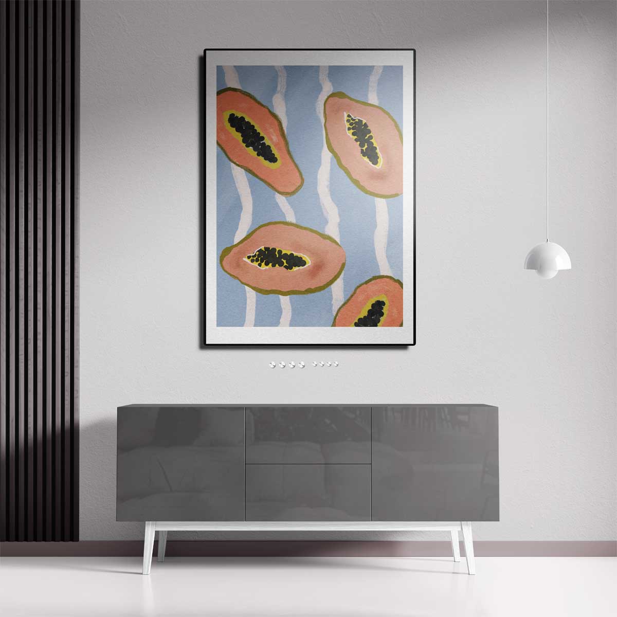 Tropische Papaya Vibes – canvas kunstwerk als wanddecoratie