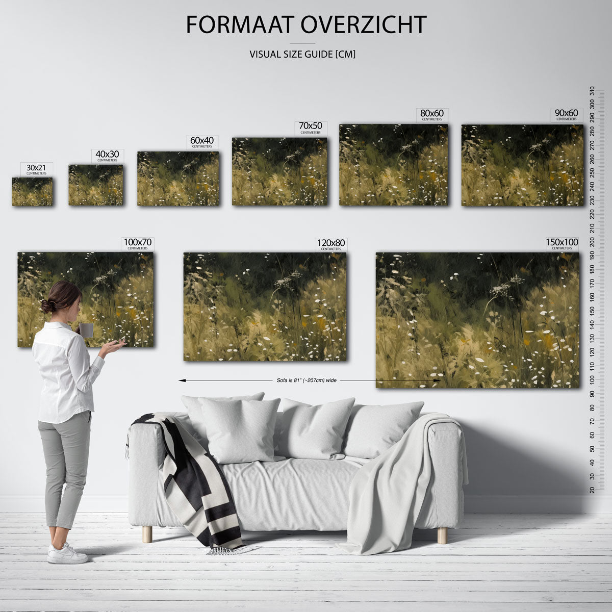 Wilde bloemen – liggende muurposter met kleurrijke abstracte vormen