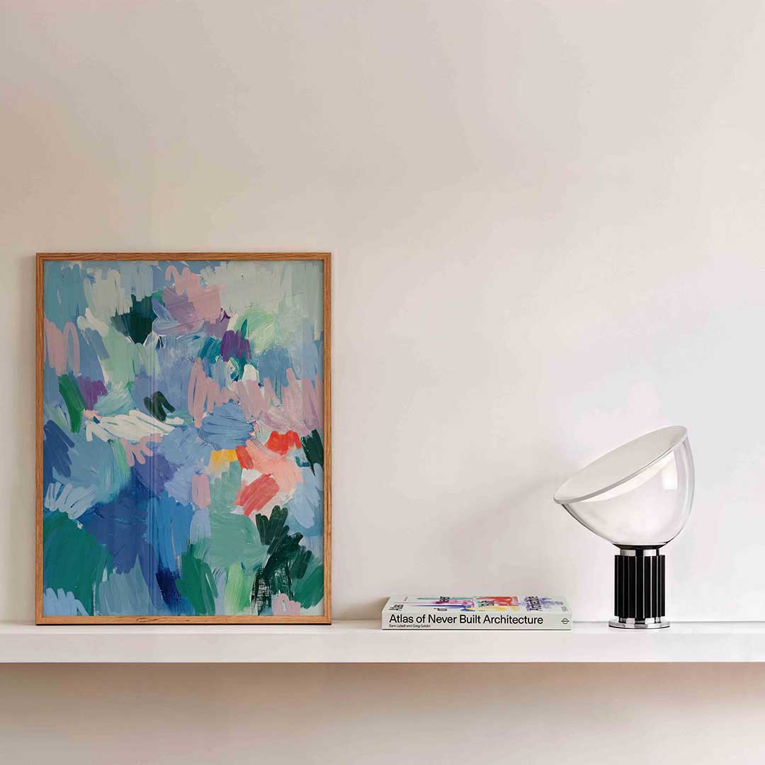 Abstracte penseelstreken – bloemen wandkunst als portret poster