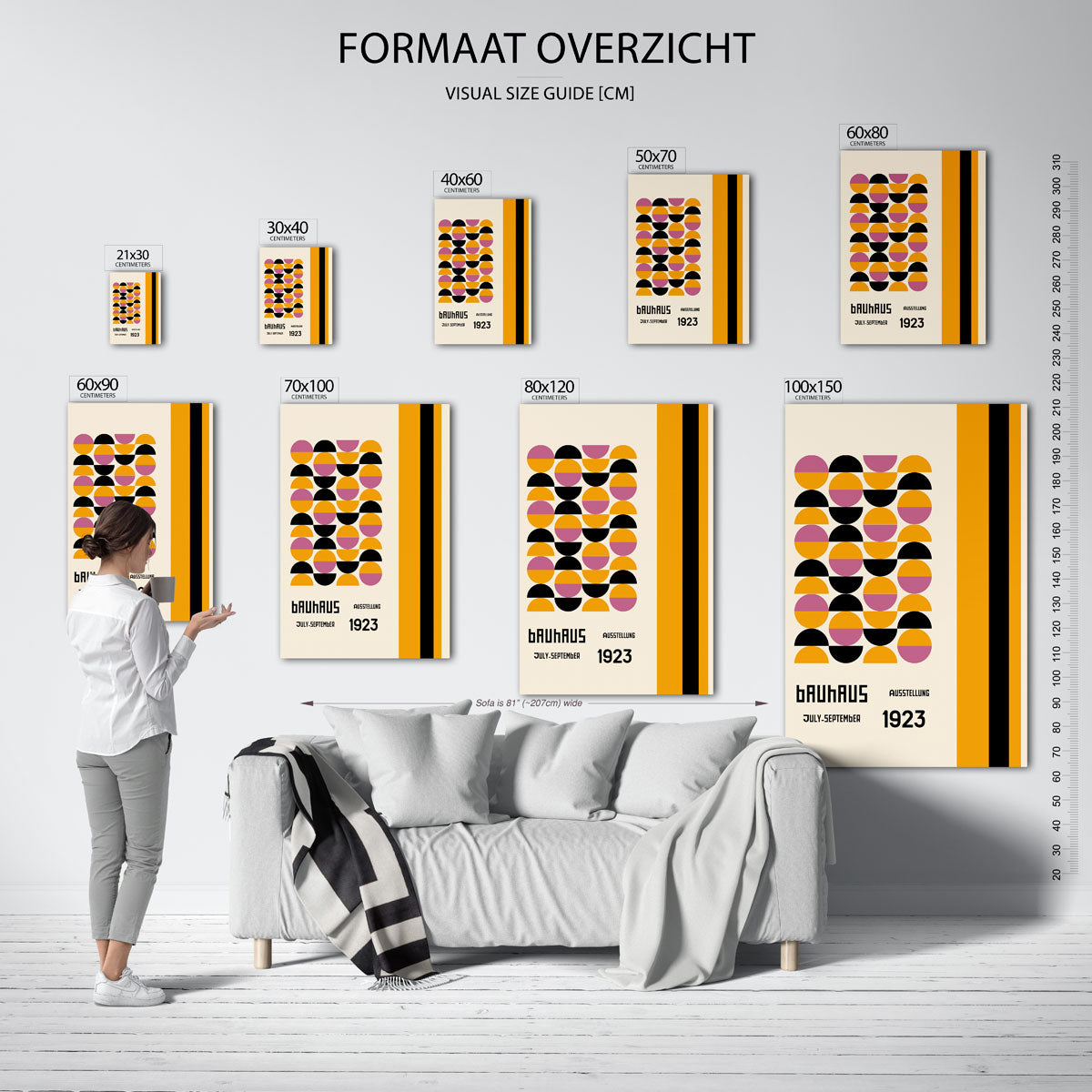Vormritme en kleur – geometrische poster in Bauhaus-stijl van WallArtistic