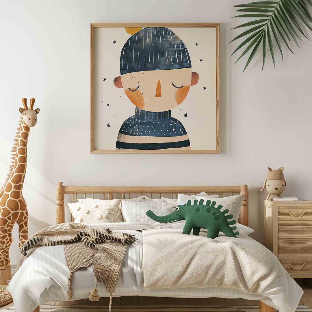 Slapende figuur – vierkante kinderkamer wanddecoratie van WallArtistic