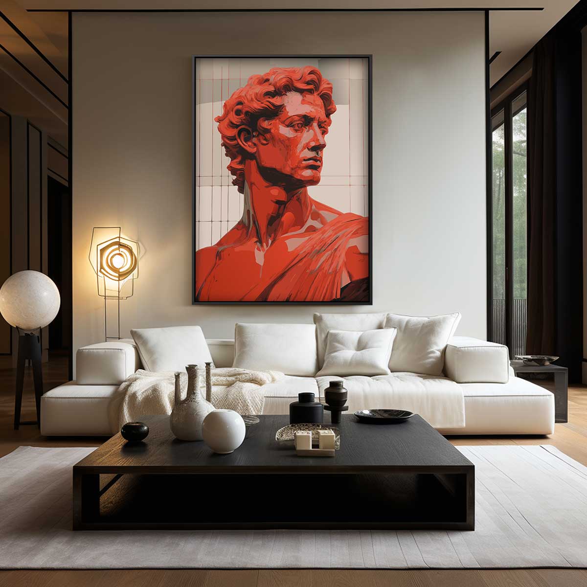 Rood Portret van David – kunstwerk met zwarte baklijst