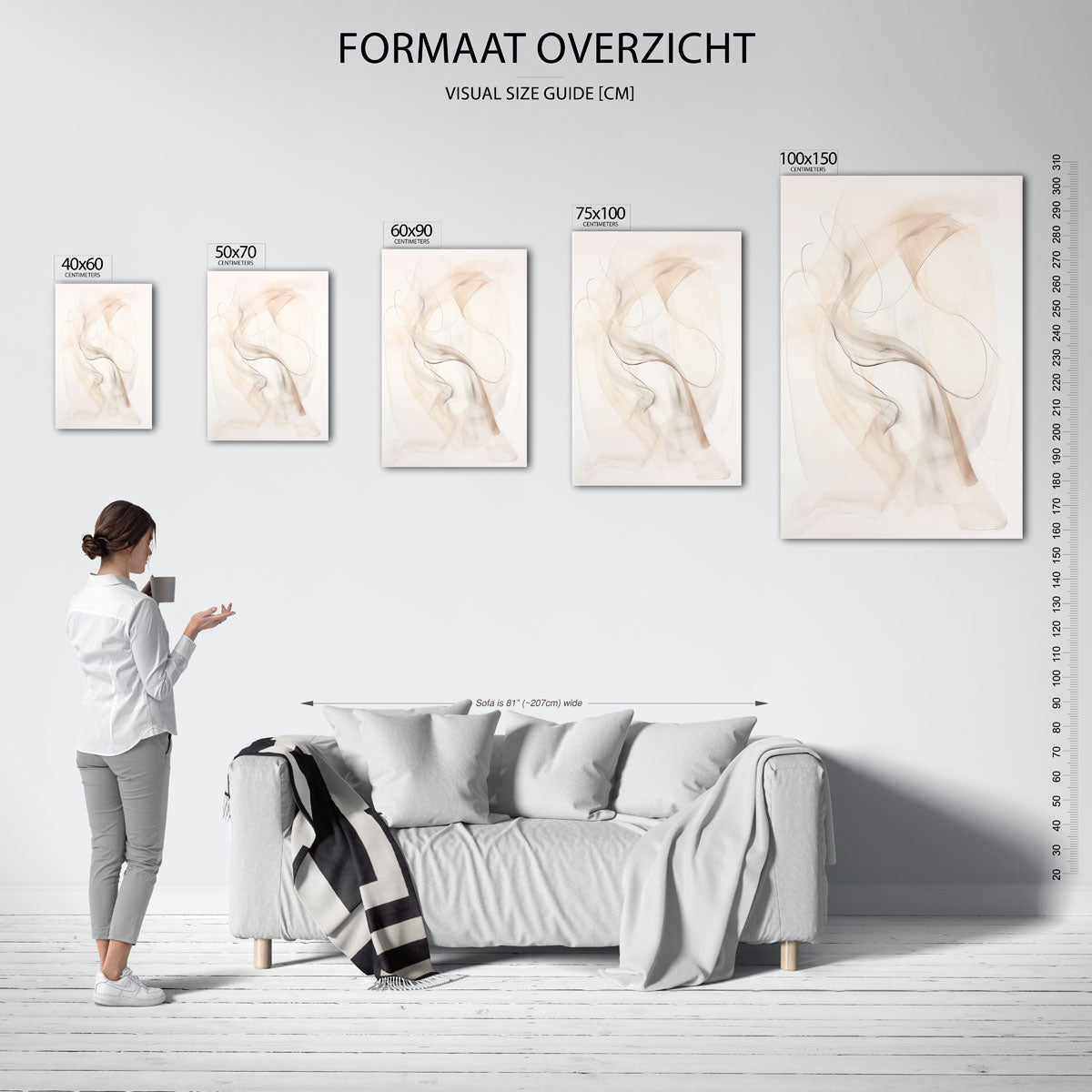 Vloeiende lijnen – staand wanddecoratie kunstwerk